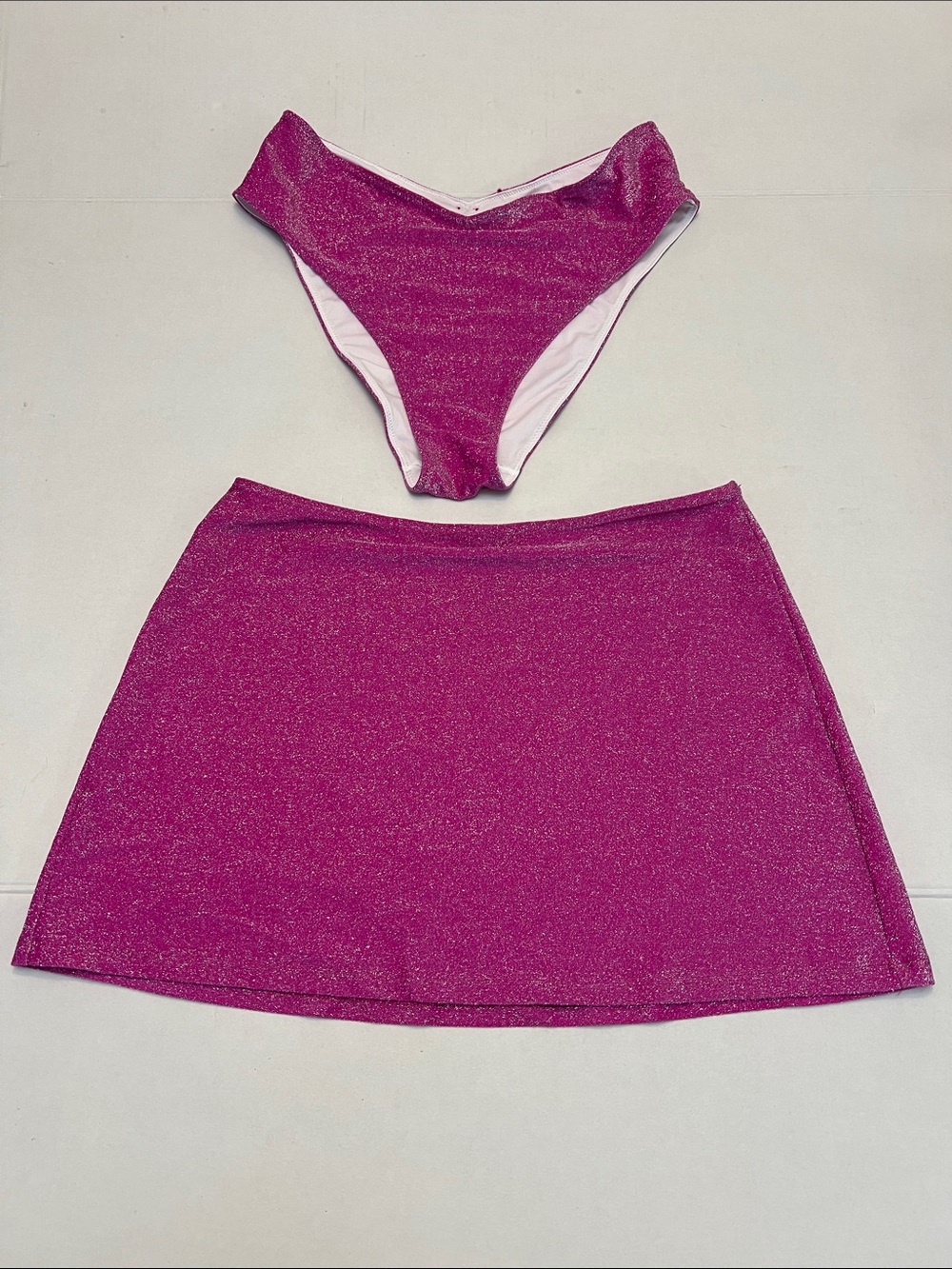 PINK VICTORIA SECRET’S PINK FUSIA SHINY SWIM SKIRT BOTTOMS SET LARGE
